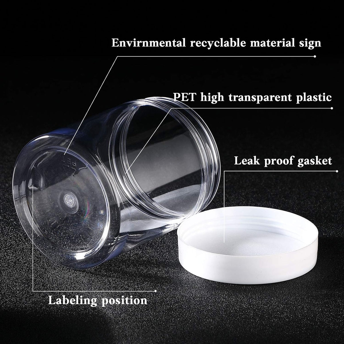 Patelai 4 Pieces Round Wide-mouth Leak Proof Plastic Container Jars with Lids for Travel Storage Makeup Beauty Products Face Creams Oils Salves Ointments DIY Making(10 Ounce,White)