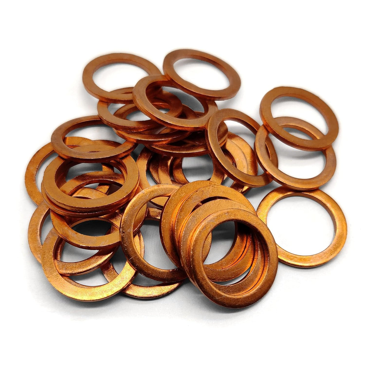 M16 Flat Washer Copper Sealing Ring, 16mm ID 22mm OD 1.5mm Thickness Metric Sealing Gasket, 30 Pieces