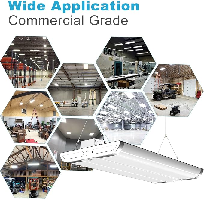 Lightdot 4FT LED High Bay Shop Lights with Flush/Suspended Mount, 265W [Eqv.1000W] 5000K 100-277V Commercial Lighting for Garage Workshop - 25-40FT Ceiling, Covers 3000 Sq.ft, UL Complied, 2Pack