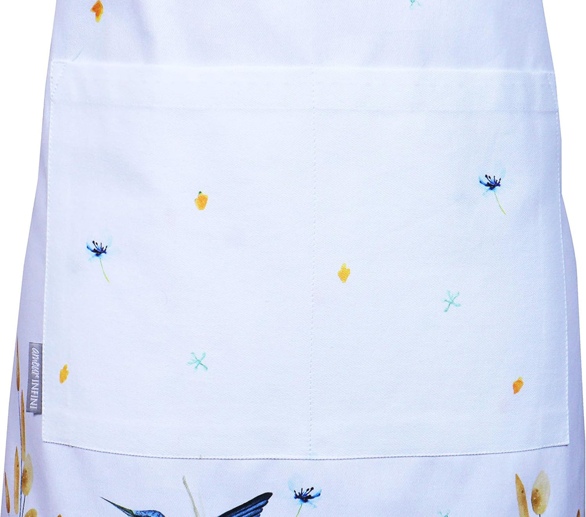 AMOUR INFINI Aprons for Women Adjustable Strap with Waist Ties Apron for Baking, Cooking, Gardening Aprons with Pocket Spring Apron (Wild Meadows- 27.5 x 33 Inches)