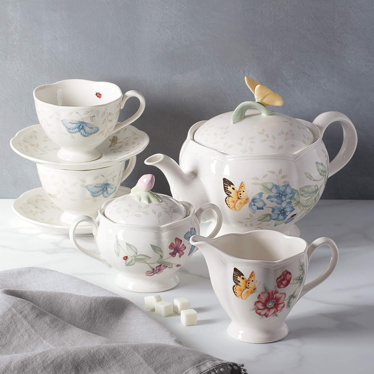 Lenox Butterfly Meadow 8-Piece Tea Set, Service for 2, White