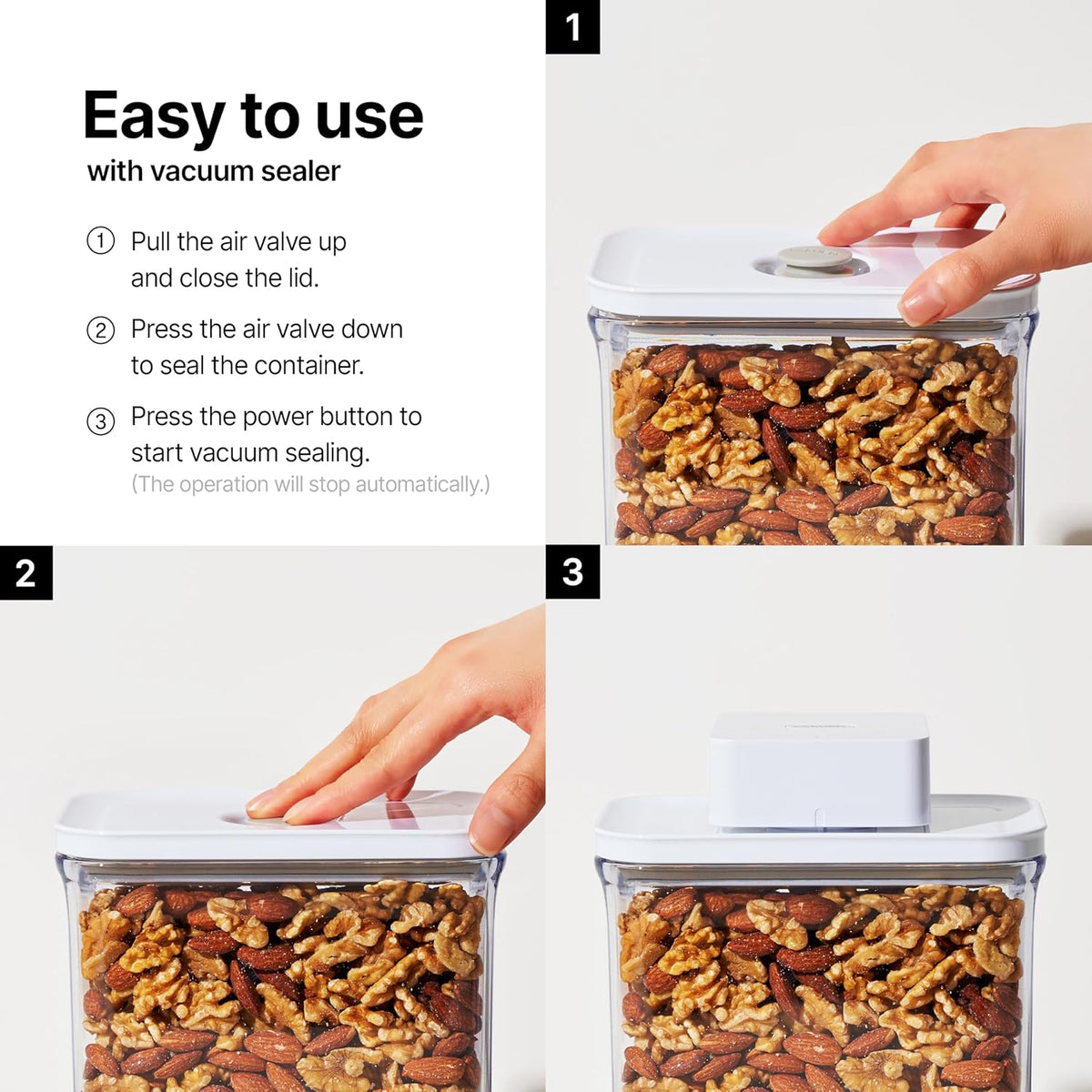 Premium Airtight Food Storage Containers Mega 8P/Set. Total 46.11cup, 7pcs Container and Vacuum Sealer. Smart One-Click Seal Lid, Patented Double Silicone Lining, 100% Leak Proof, BPA-FREE
