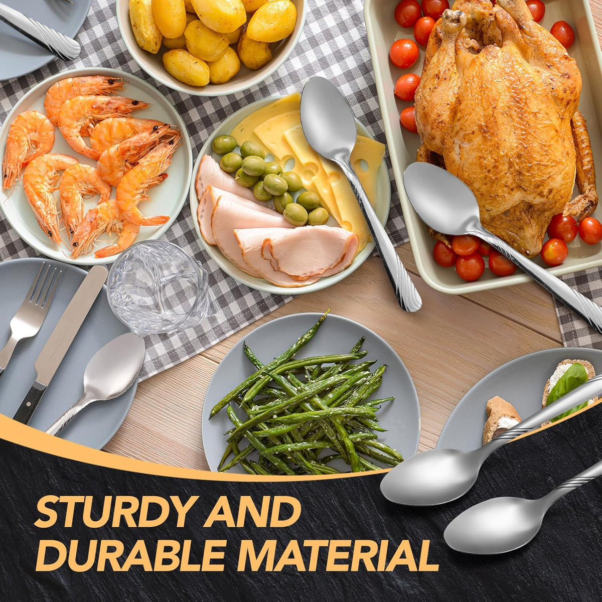 200 Pcs Dinner Spoons Set 6.7 Inches Stainless Steel Dessert Spoons bulk Silverware for Home Restaurant Kitchen Mirror Polished Dishwasher Safe