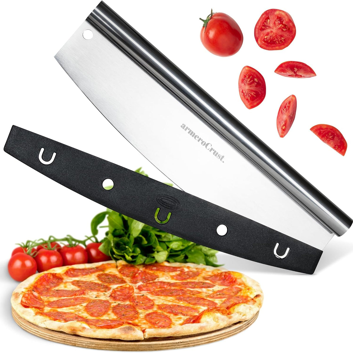 16 Inch Pizza Cutter Rocker Blade - Easy Slicing - Premium Finish Pizza Slicer with Time Saving Pizza Cutter Rocker Design