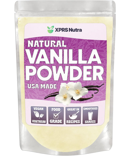 XPRS Nutra Vanilla Flavoring Powder - Fresh Vanilla Powder - Premium Vanilla Powder for Baking Pure Vanilla Bean Powder Flavoring - Make Vanilla Sugar for Baking Vanilla Powder for Coffee (6 Ounce)