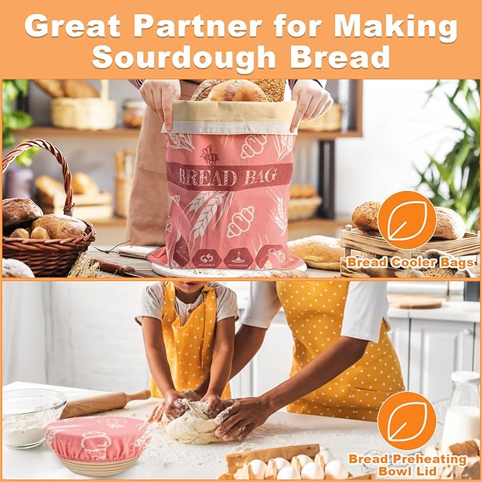 2 Pack Beeswax Bread Bags with 10'' Reusable Bowl Covers for Homemade Bread, Extra Large Reusable Beeswax Bags Set for Storage Sourdough,Large Capacity Breads Storage Bag to Keep Fresh (Pink)