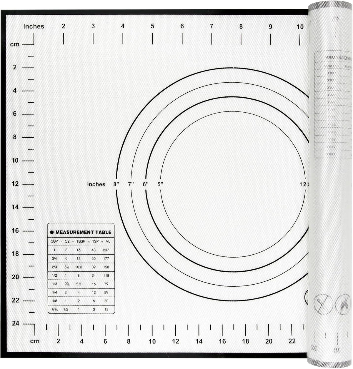 Yansumi Silicone Pastry Mat Extra Large Non-Slip Mat for Rolling Dough Pie Crust and Baking Non-Stick with Measurements (16x12,Black)