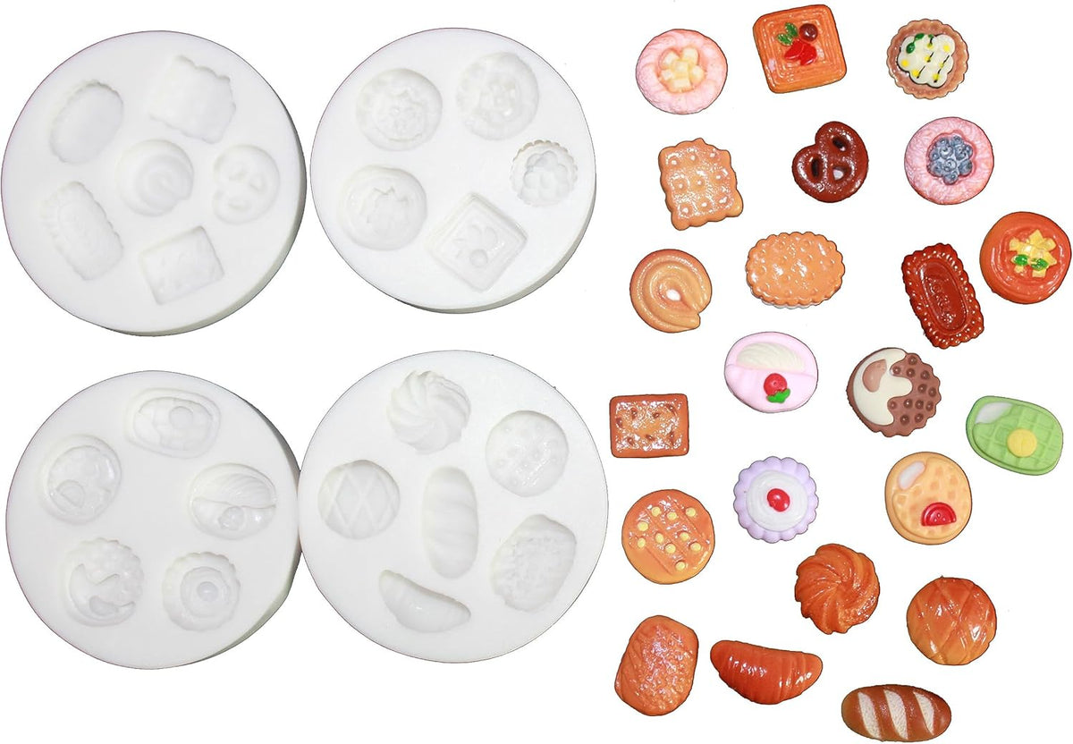 Lovely Small Items Silicone Fondant Molds Set For Cake Topper, Gumpaste, Candy & Chocolate, Polymer Clay and More (Round Food Items)