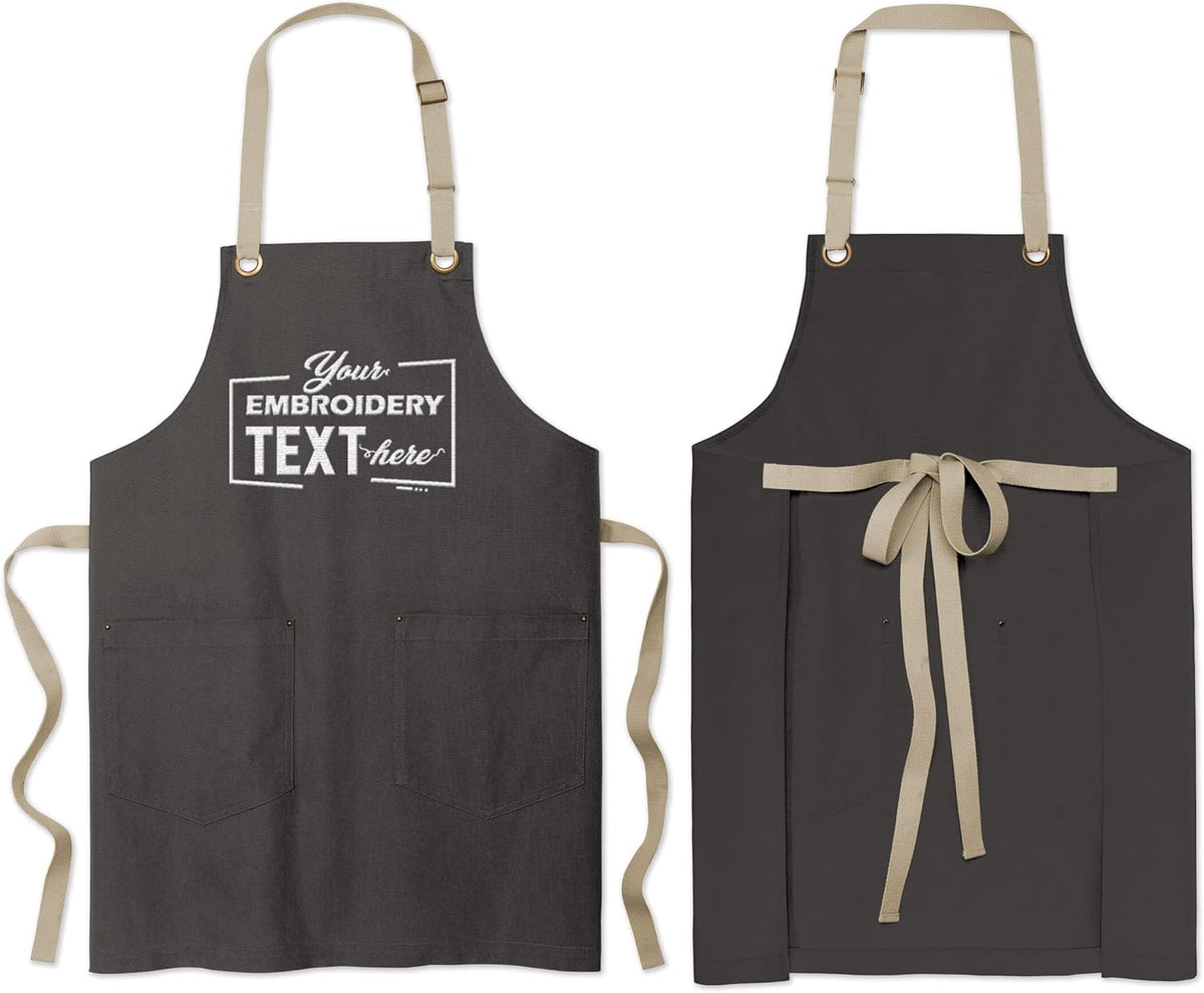 TEEAMORE Custom Embroidered Kitchen Apron Add Your Name Logo Design Cooking Baking Kitchen Chef Apron Gifts