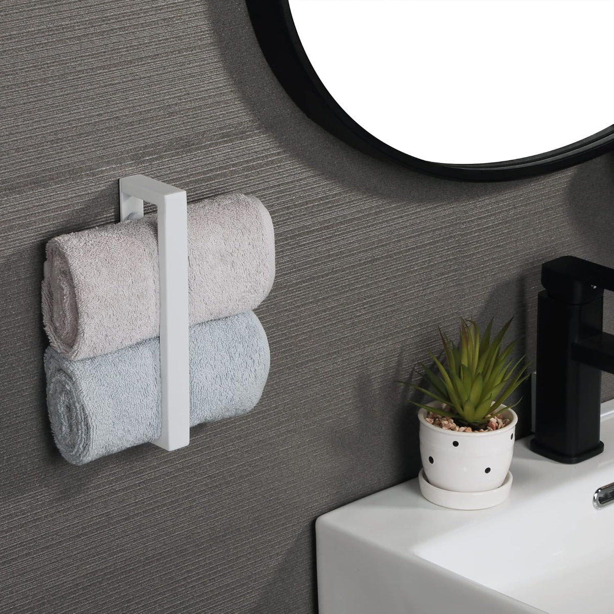 Alise Bath Towel Bar,Wall Mount Towel Holder Towel Rack Towel Hanger for Bathroom Lavatory,8 Inch SUS304 Stainless Steel Towel Rail,White Finish GJF020-W
