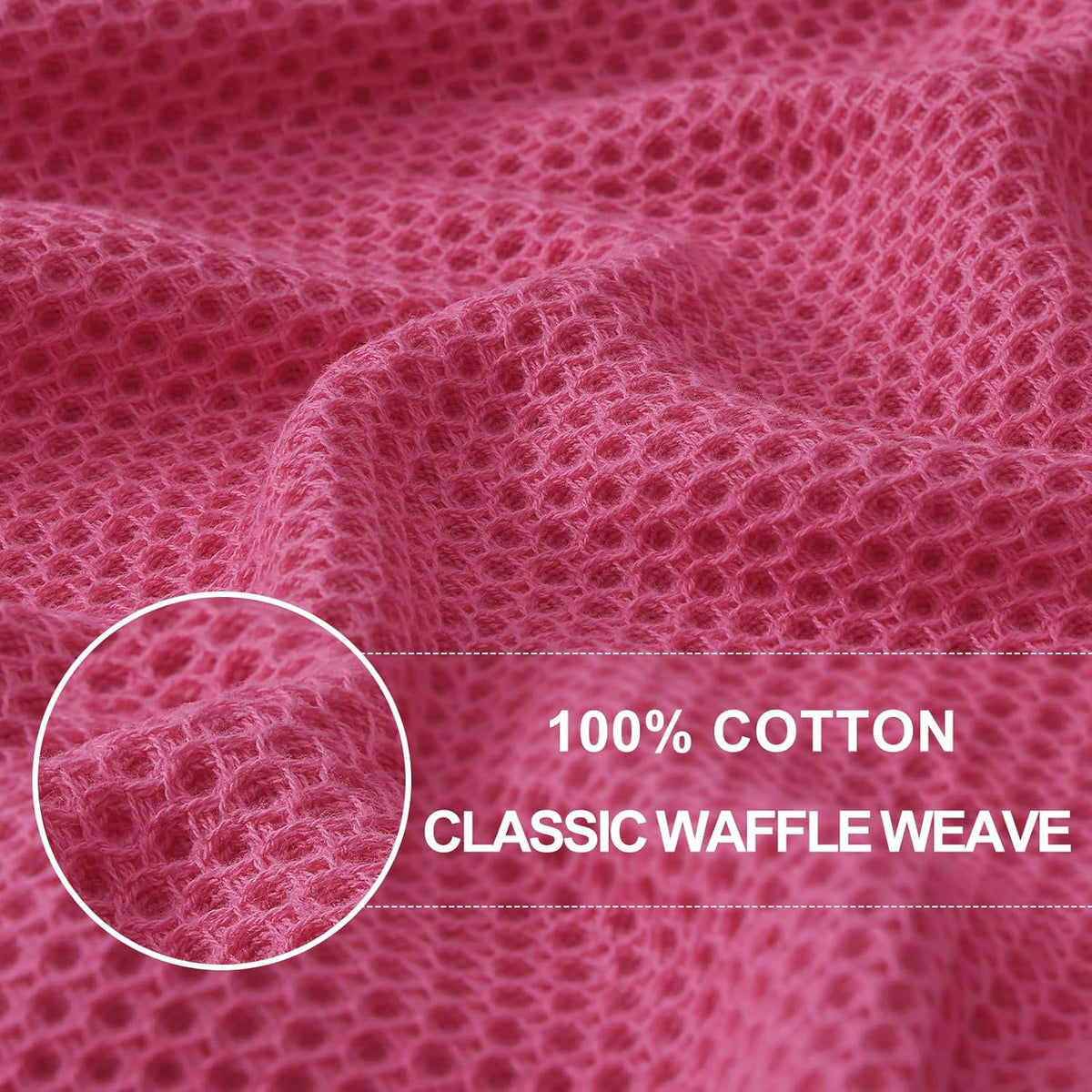 Homaxy 100% Cotton Waffle Weave Kitchen Dish Towels, Ultra Soft Absorbent Quick Drying Cleaning Towel, 13 x 28 Inches, 12-Pack, Hot Pink