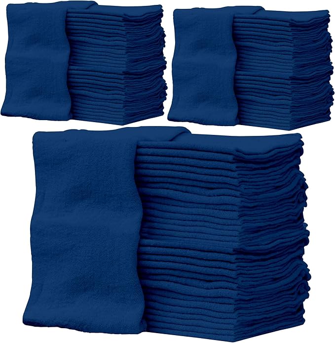 ZUPERIA Cotton Shop Towel – Multipurpose Cleaning Cloths (14" x 12" - Pack of 100 - Blue) Reusable Shop Rags for Automobiles, Industrial, Restaurants, Garage, and Homes