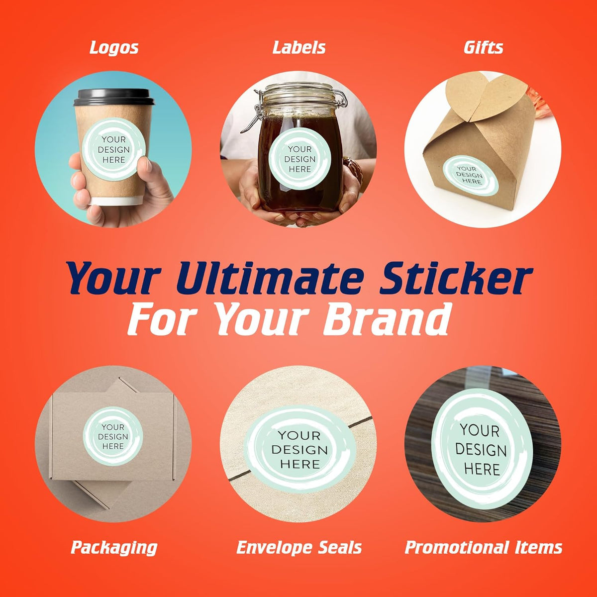 100 Custom Vinyl Stickers - Upload Your own Image, Text, Design, Logo - Personalized Logo Labels for Handmade, Packaging, Bottle, Jars, Candle, Brand Stickers (Mint, 4x4)