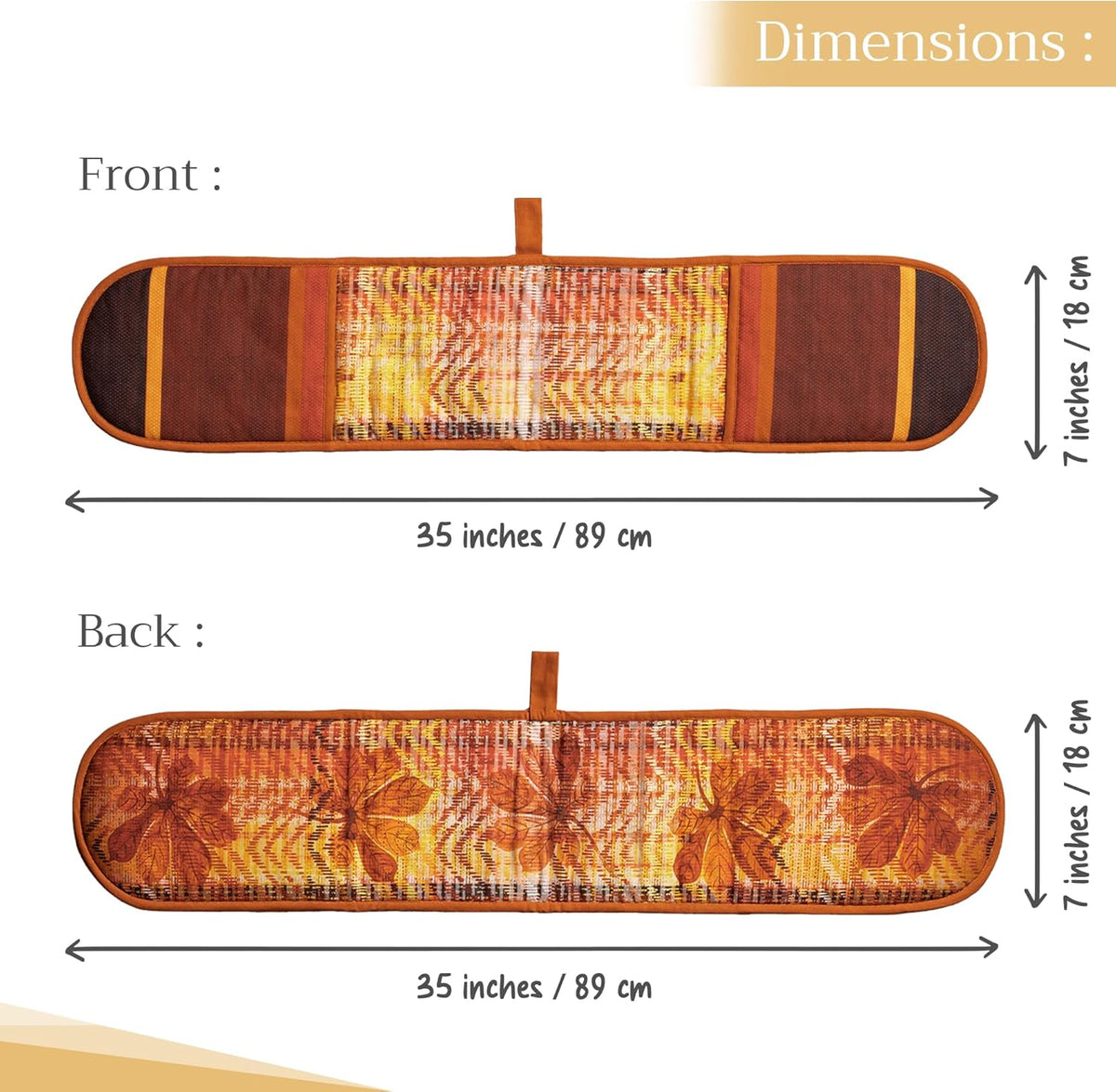 Maison d' Hermine Double Oven Mitts 100% Cotton 7"x35" Double Oven Mitt Heat Resistant BBQ Cooking Gloves with Loop, Baking, Grilling, Home, Kitchen, Handling Hot Pans (Thanksgiving Tartan)