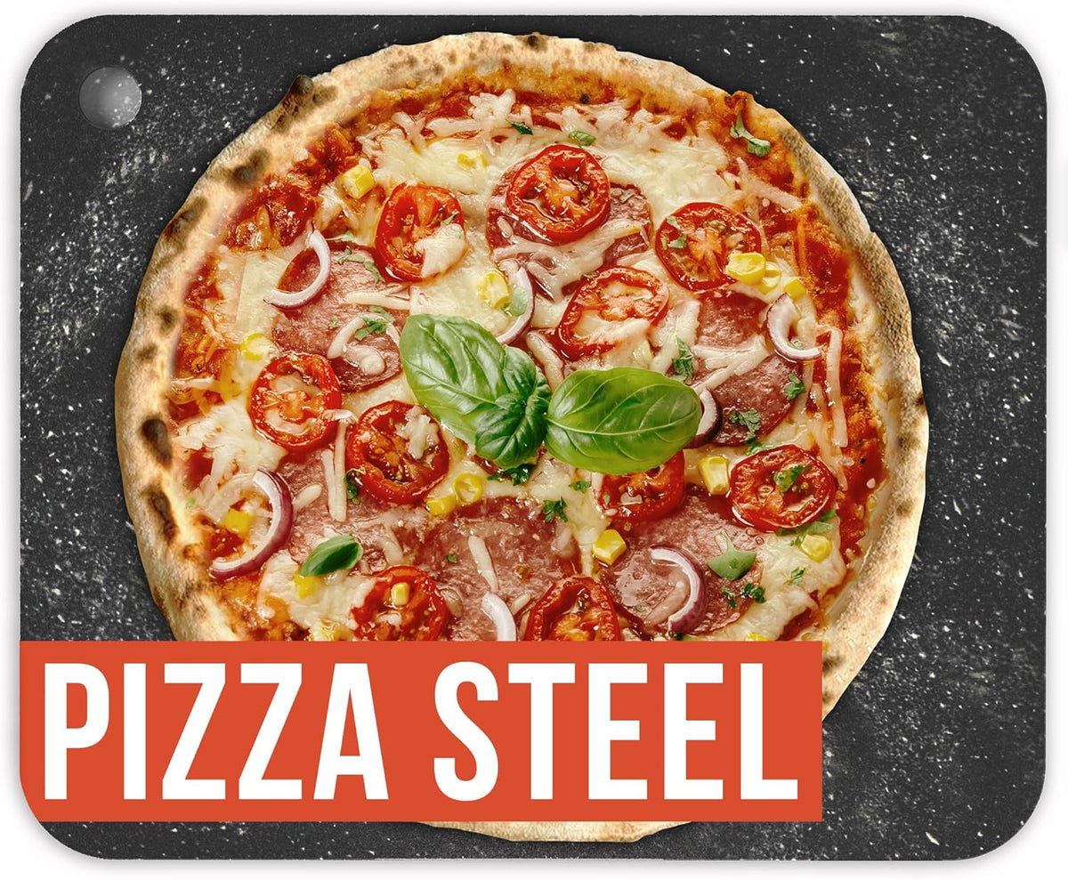 Chef Pomodoro Pizza Steel for Oven 16 Inch 1/4 Inch Thick, Baking Steel for Oven, Grill, Sourdough Bread, Baking Stone for Oven With Lifting Holes 16" X 13.25" (40.6 x 33.6 cm)