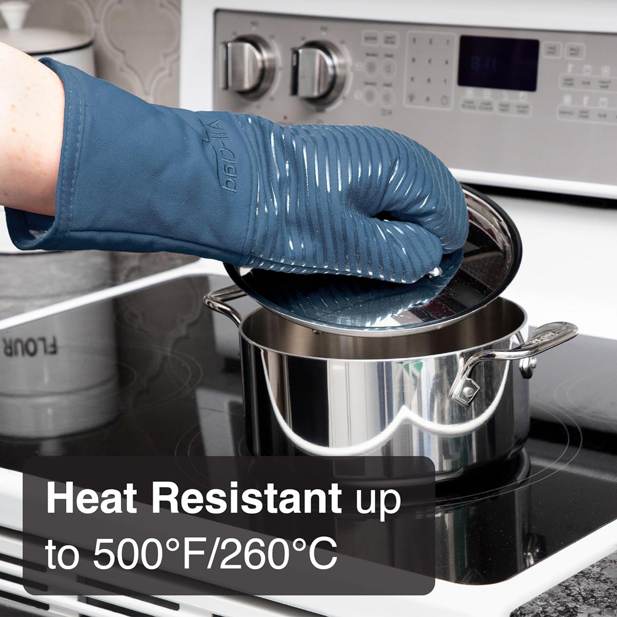 All-Clad Premium Silicone Oven Mitts, 2-Pack, Indigo