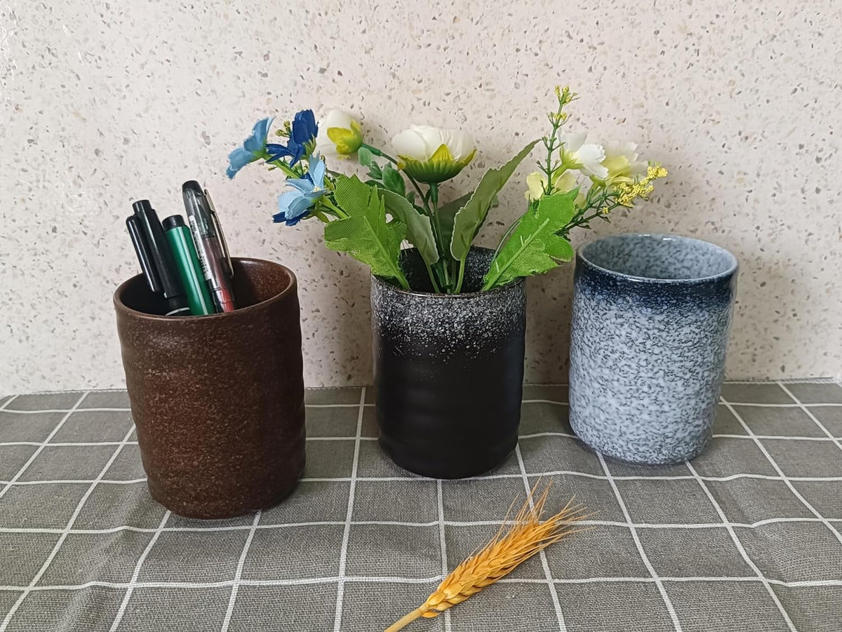 Stoneware Coffee Bar Utensil Holder Tea & Coffee Spoon & Stirrer Holder for Stir Stick Straw Teaspoon Holder Spoon Cup Small Utensil Jar (Sea blue)