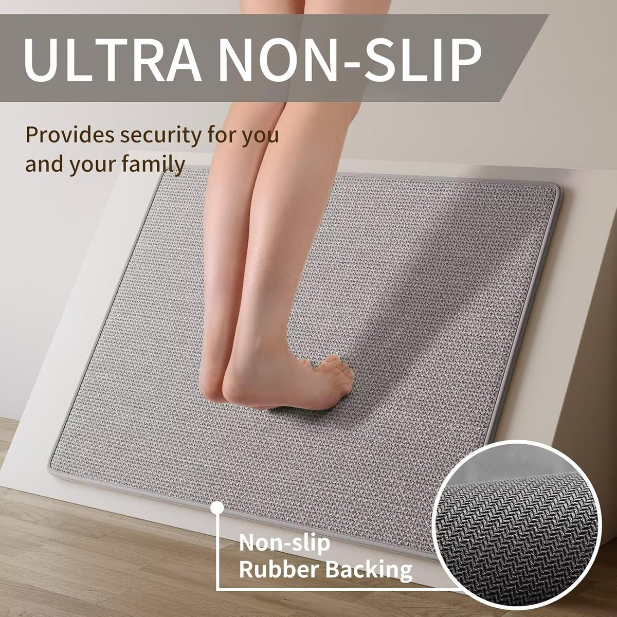 Kitchen Rugs and Mats Non Skid Washable Set of 2 PCS, Absorbent Runner Rugs for Kitchen, Front of Sink, Kitchen Mats for Floor, Grey 17x30+17x59
