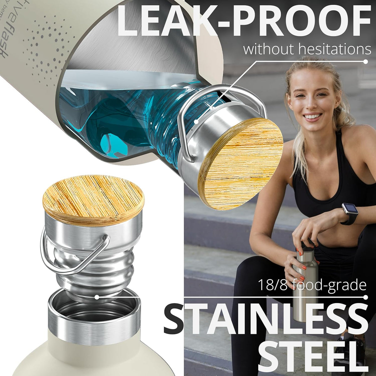 Stainless Steel Water Bottle with Straw, Infuser & 3 Lids: 18/32 OZ Leak-Proof Vacuum Insulated ACTIVE FLASK Drinking Bottles Hot Cold: Double Walled Outdoor Drink Thermo Mug Tea Coffee Sport Gym Bike