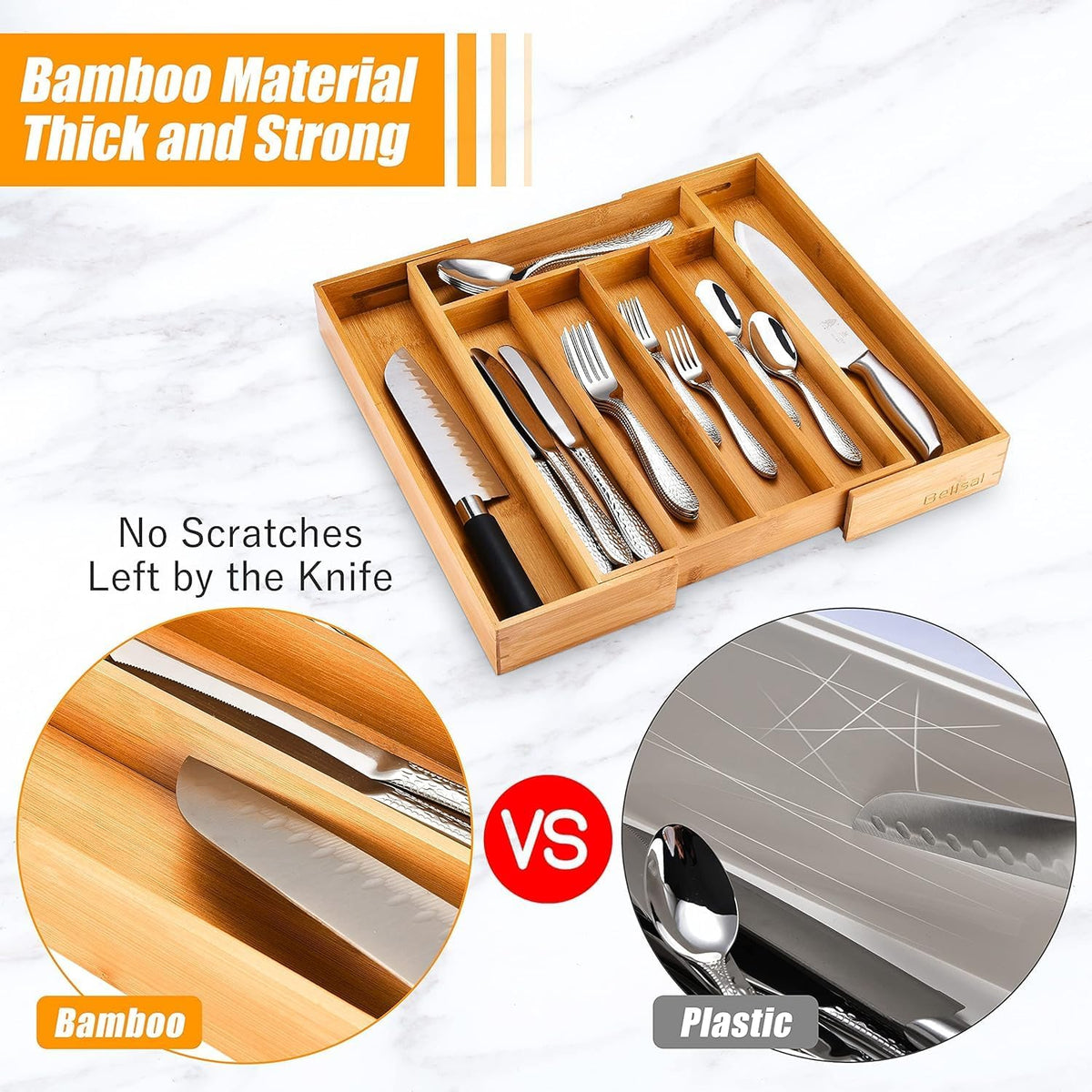 Kitchen Silverware Drawer Organizer and Storage Flatware Cutlery Utensil Holder Spice Rack Containers Bathroom Counter Cabinet Office Desk Makeup Drawer Tray Kitchen and Dining Tools Decor Accessories