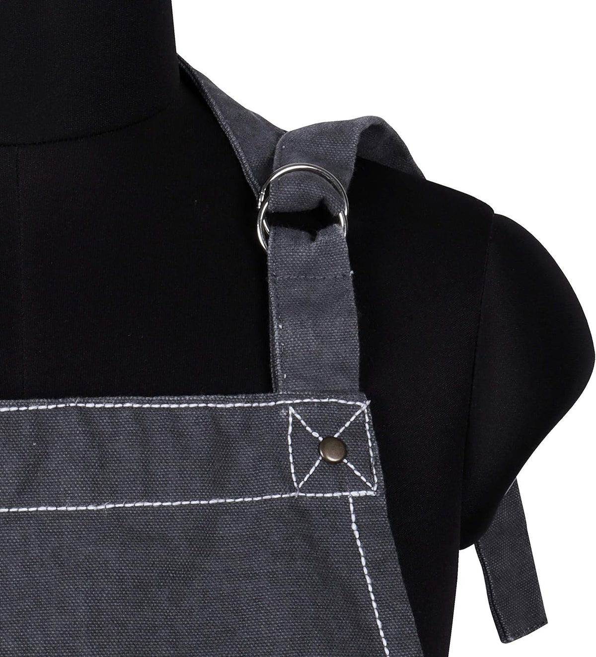 AMOUR INFINI Cotton Solid Aprons for Women with Pocket, Adjustable Strap and Waist Ties Washed Chef Aprons for Cooking, Baking and Gardening (27.5 x 33 Inches - Gray)