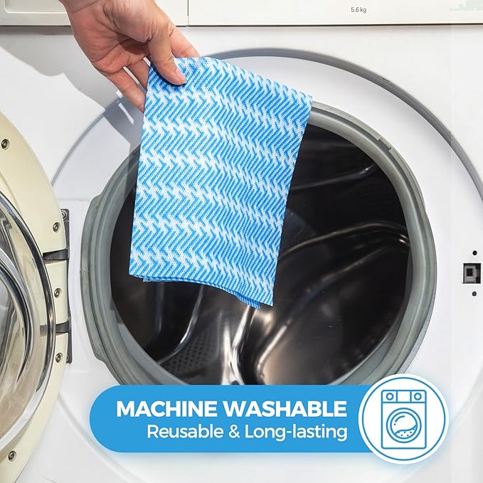 Handi Wipes Reusable Cloths Disposable Cleaning Towels Dry Kitchen Wipes Reusable Dish Towel Washcloths Dry Fast Multi-Purpose Heavy Duty Towels, Thick and Absorbnet 40 Count/Pack, Blue