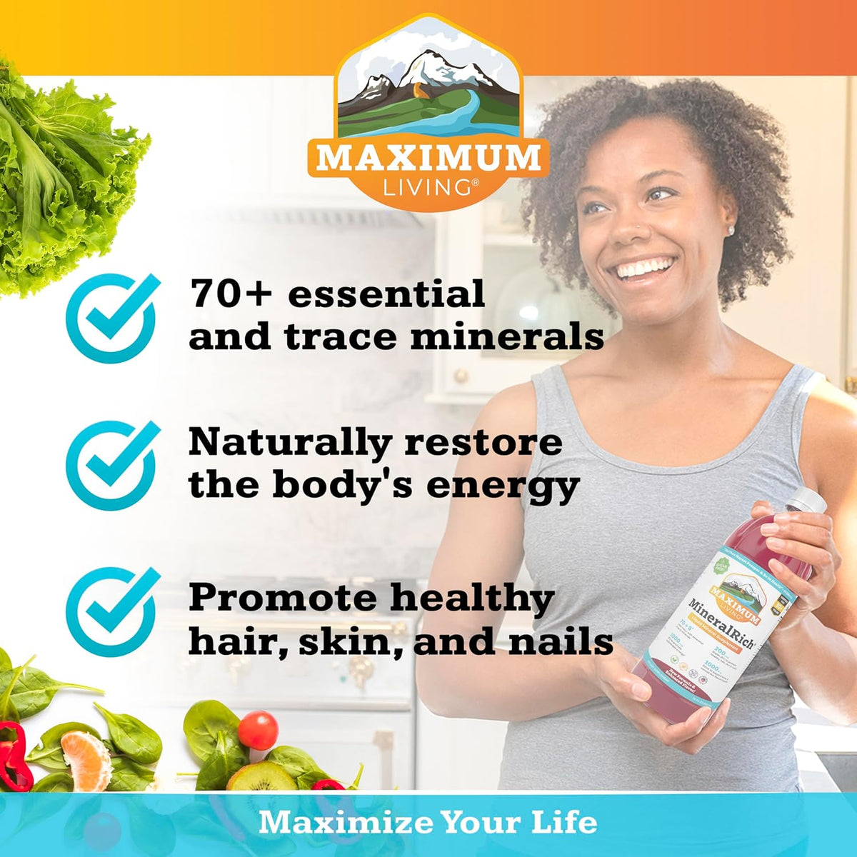 Maximum Living MineralRich Minerals Supplement - 32 oz (32 oz (Pack of 1), MineralRich)