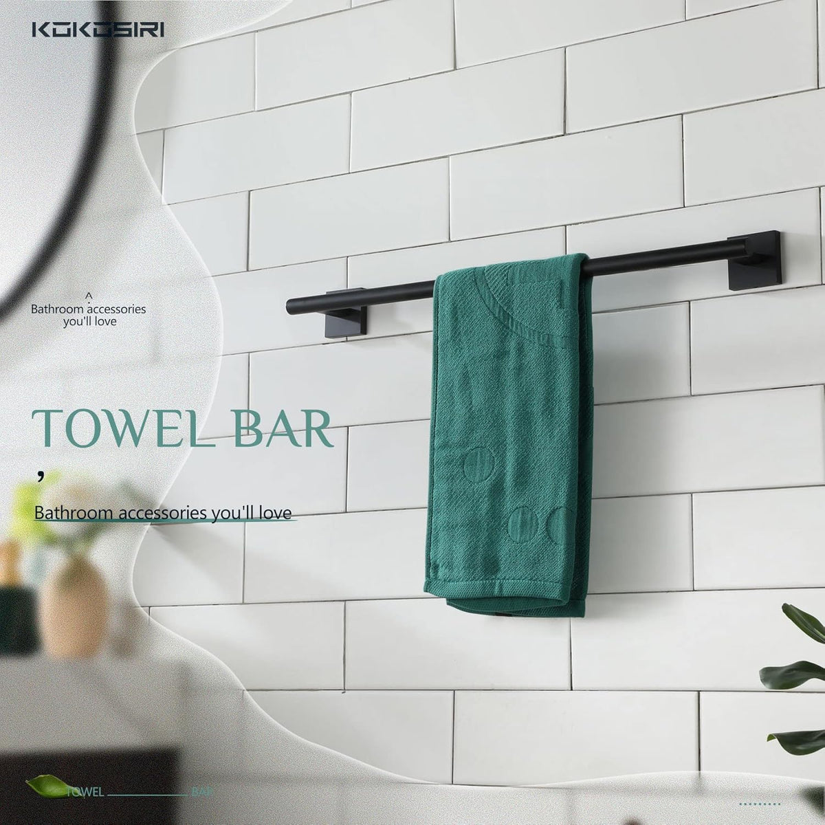 KOKOSIRI Towel Rail Bathroom Towel Bars Matte Black 20 Inch Towel Holder for Bath Cabinet Kitchen Wall Mount Stainless Steel B4005BK-L20