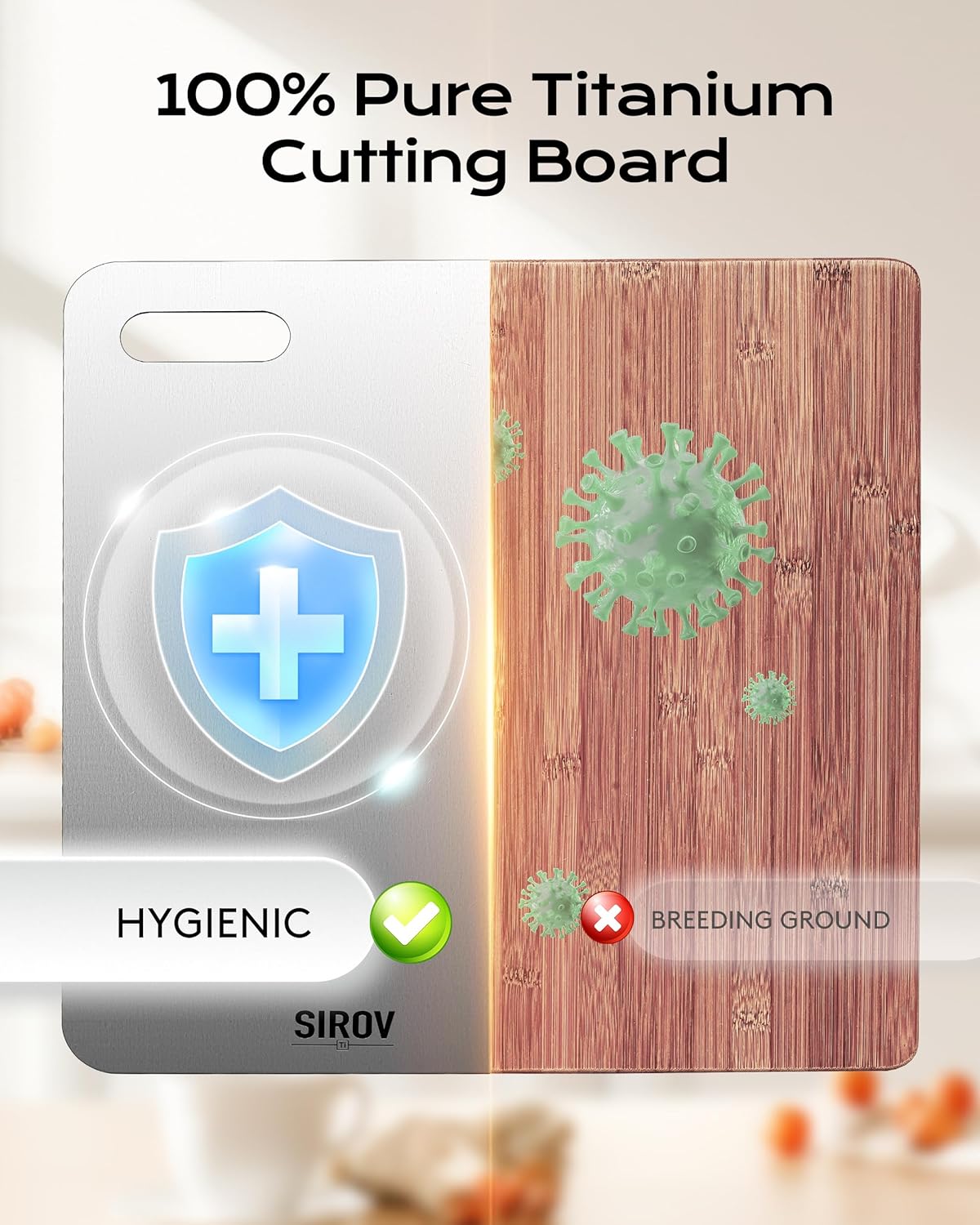 Titanium Cutting Board, 100% Pure Titanium Cutting Boards For Kitchen, Best Non Toxic titanium chopping board, Dishwasher safe, Hygiene and Durability for Meat, Fruit, and Vegetables (3PCS)