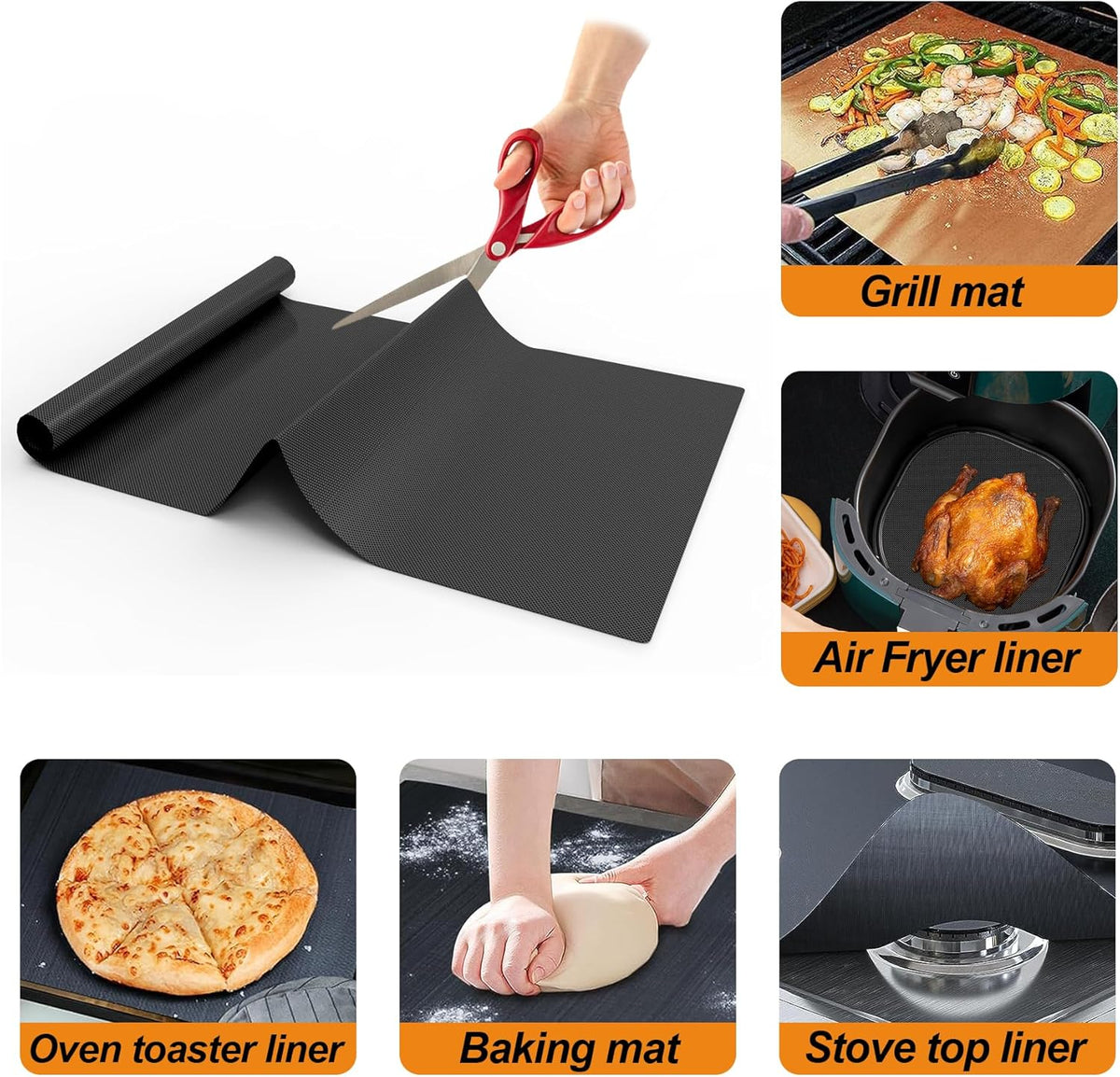 UBeesize 75 Inch Roll Reusable Oven Liners for Bottom of Oven,Thick Heavy Duty Non Stick Teflon Oven Mats Cut to Custom Fit Electric, Gas, Toaster，Convection, Microwave Ovens and Grills