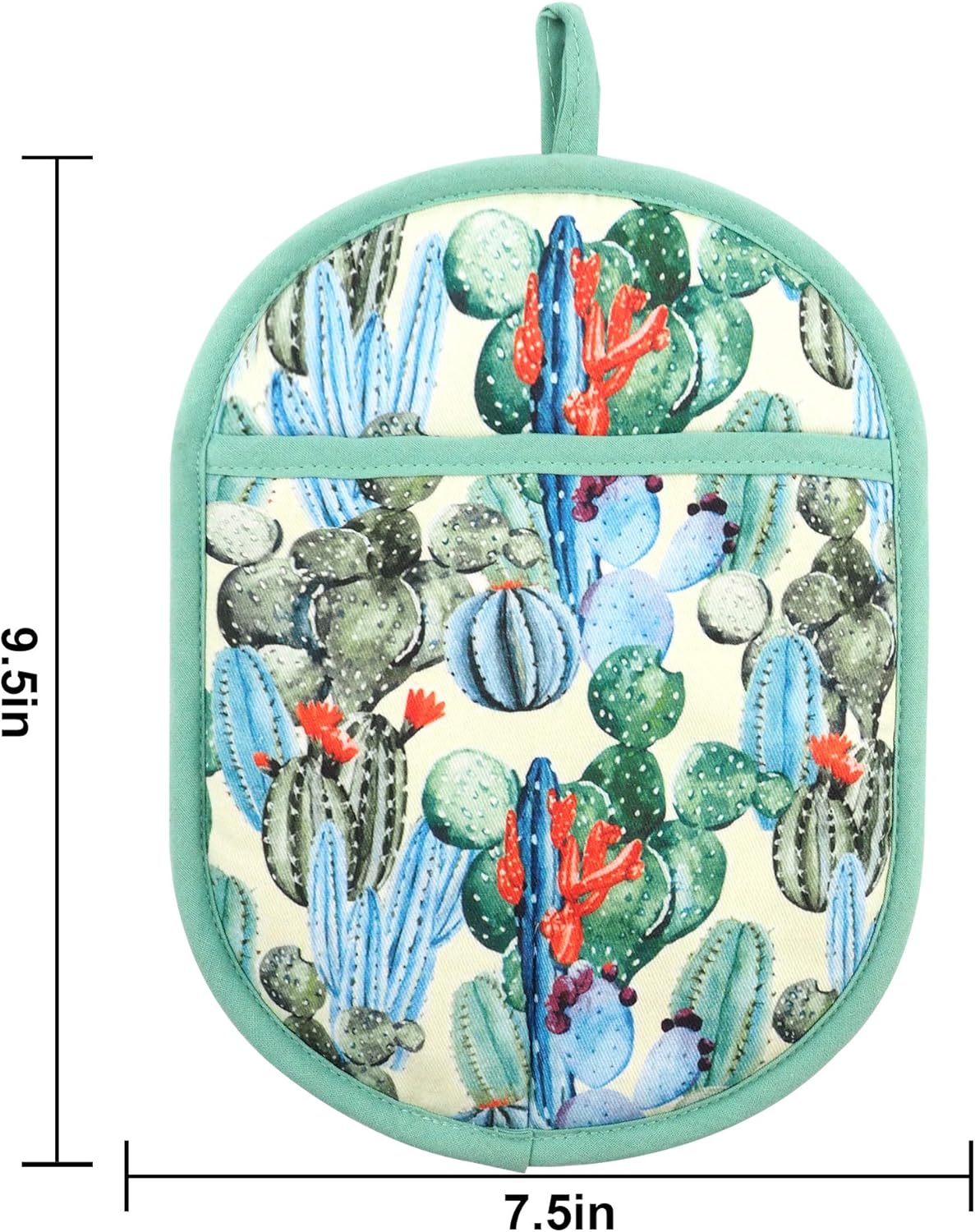 Pot Holders Set of 2 with Transparent Clear Silicone Shell and Nice Cactus Flower Cotton Lining, Heat Resistant to 500 F Kitchen Oven Gloves Pot Holder for Cooking (Cactus Flower, Potholders)