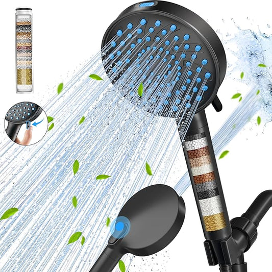 Cobbe Filtered Shower Head with Handheld, High Pressure 7-mode Showerhead with Filters for Hard Water - Remove Chlorine - Reduces Dry Itchy Skin, Patented Paddle Shift Design, Black