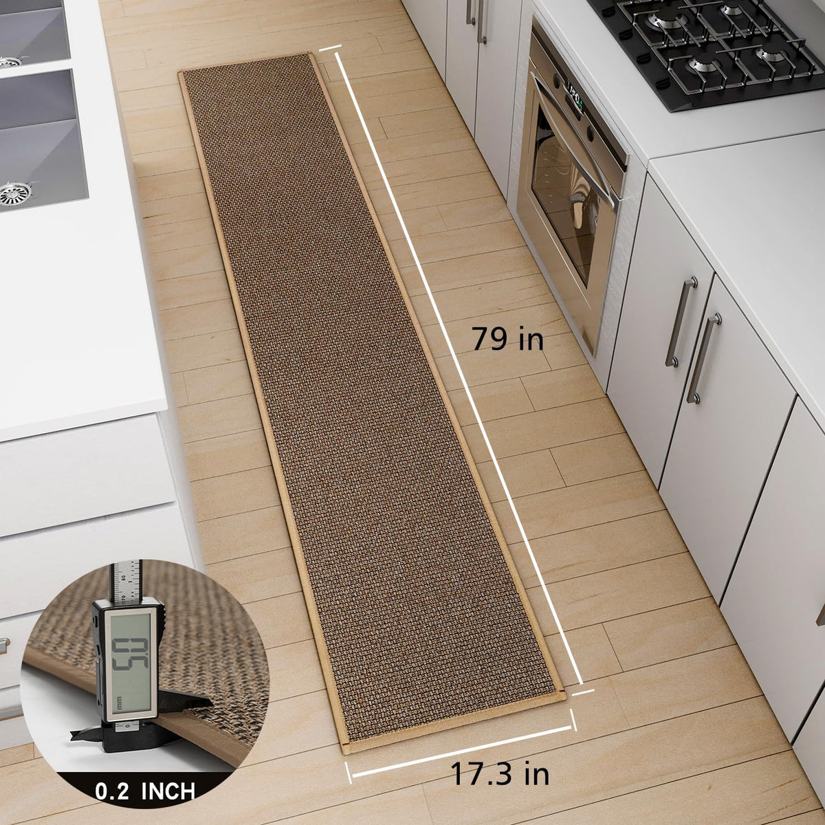 Kitchen Mat 1 PCS, Cushioned Non Slip Rugs for Kitchen Floor, Absorbent Runner Comfort Standing Mats Washable for Kitchen, Office, Home (Brown, 17.3"x79")