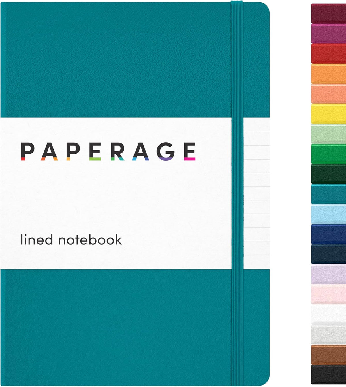 PAPERAGE Lined Journal Notebook, (Turquoise), 160 Pages, Medium 5.6 in x 8 in - 100 GSM Thick Paper – Hardcover Journaling Notebook for Work, School & Note Taking