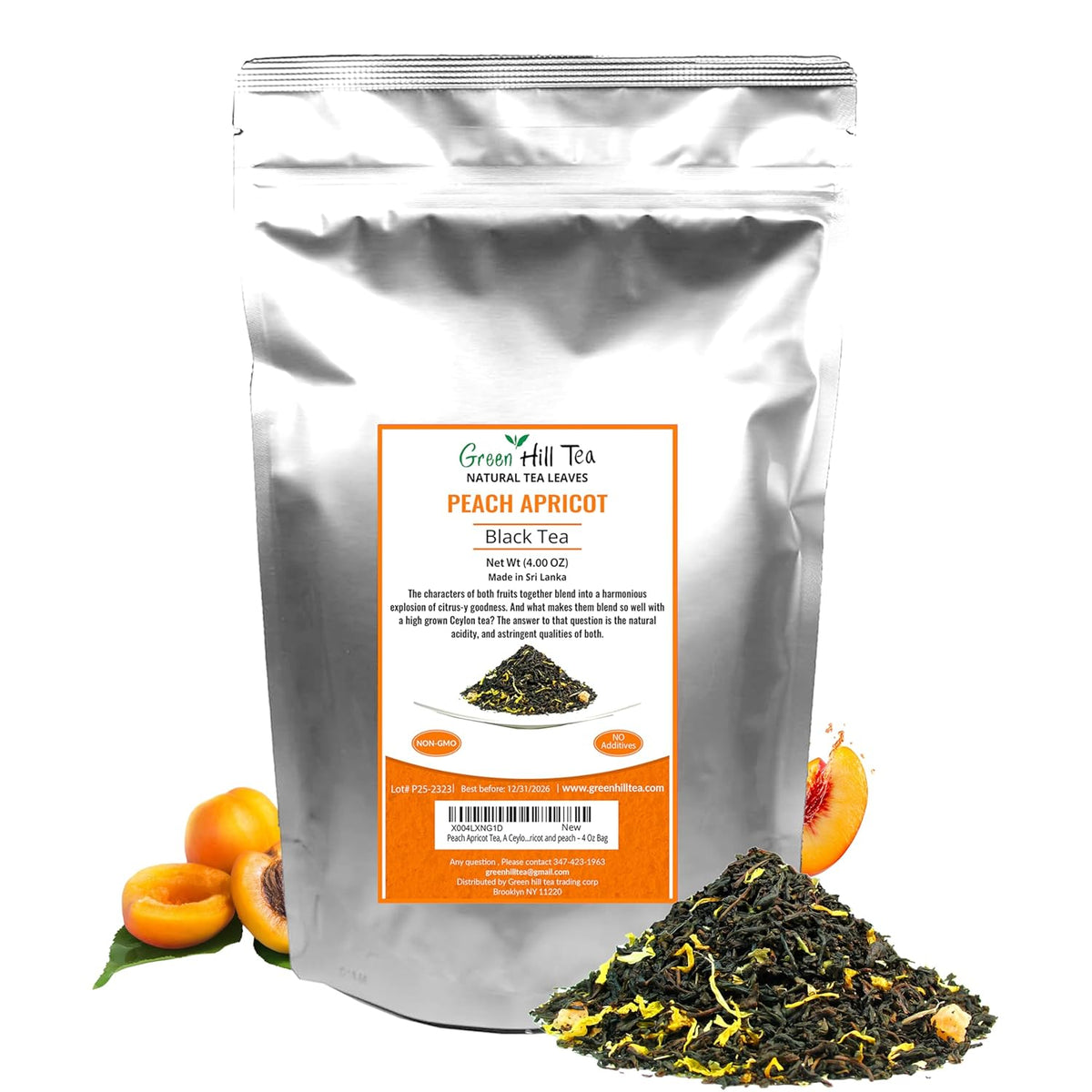 Peach Apricot Tea, A Ceylon black tea blended with the essence of apricot and peach – 4 Oz Bag