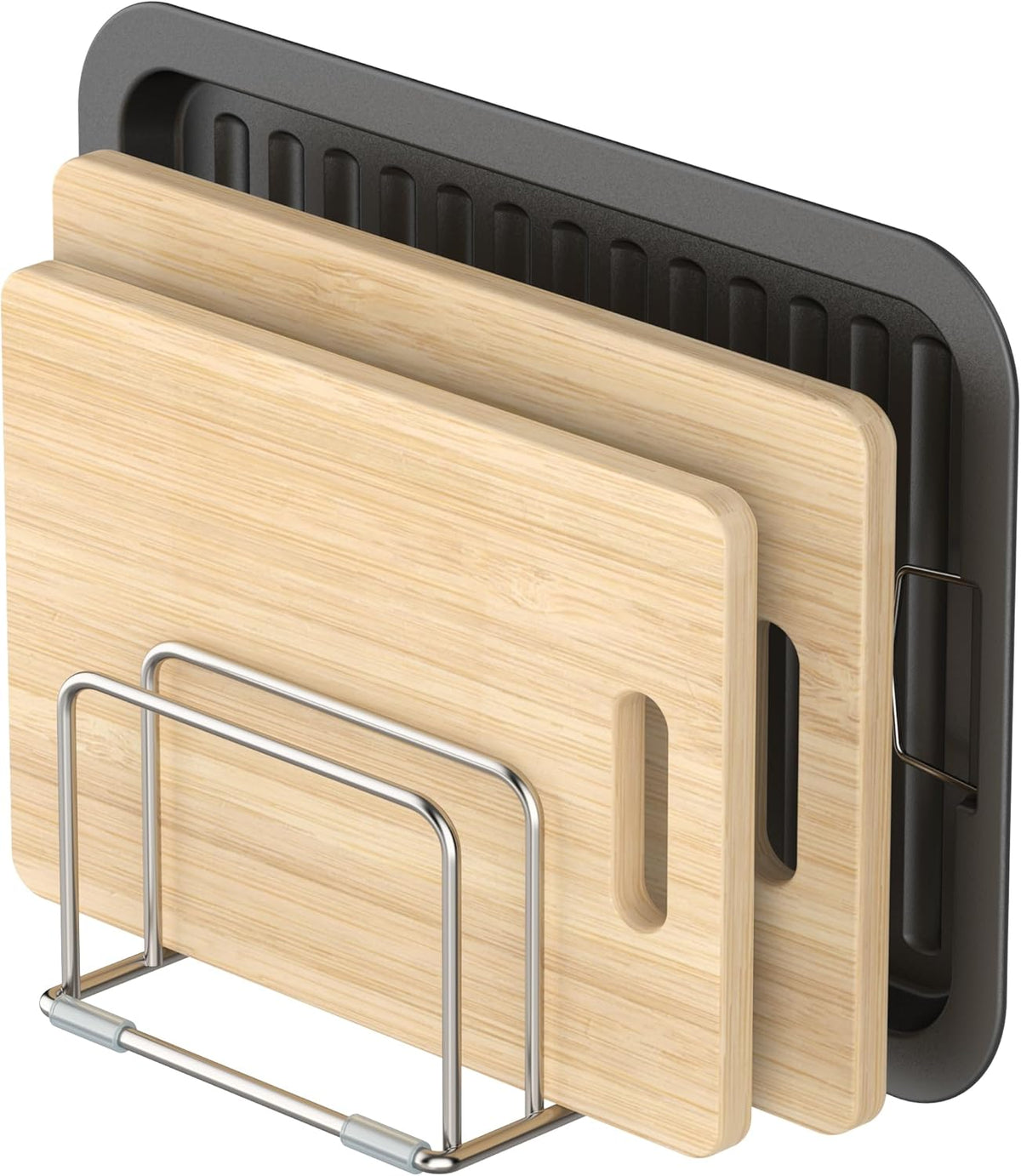 Cutting Board Holder Stand, Chopping Board Storage Rack, Cutting Board Organizer, 304 Stainless Steel Chopping Board Holder, Cookie Sheets Organizer 1.0+1.2 Inch Width Slots(Large)