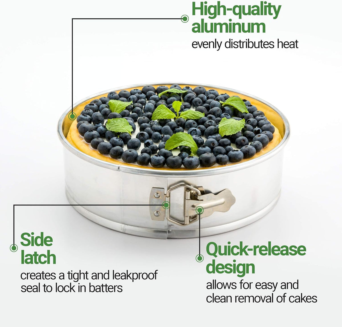 Restaurantware Met Lux 10 Inch Round Cake Pan 1 Springform Springform Pan - Removable Bottom Release Latch Silver Aluminum Cheesecake Pan For Baking Desserts