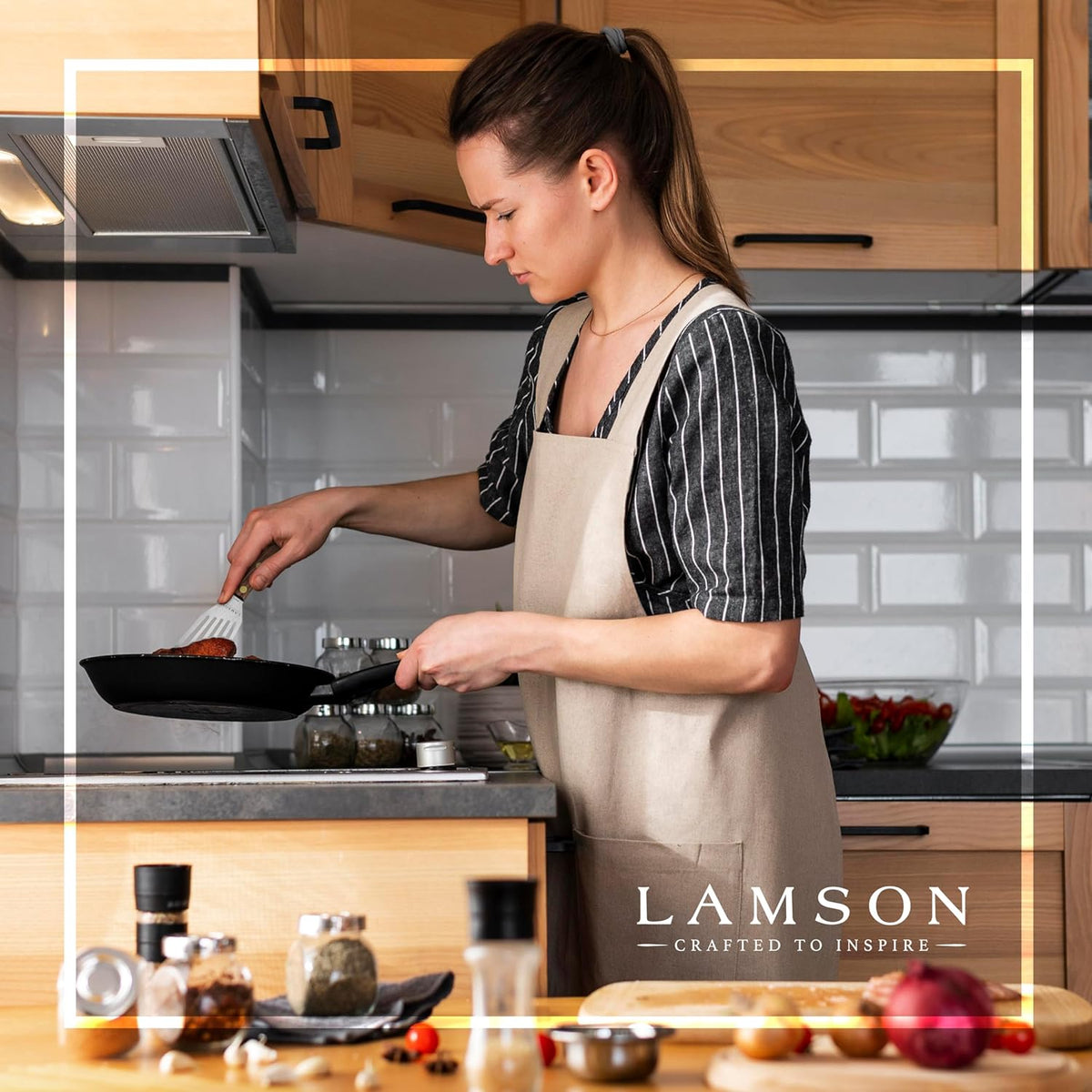 Lamson 3' x 6" Chef's Slotted Turner with Walnut Handle - Right-Hand