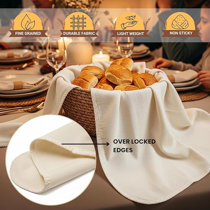 Unbleached Flour Sack Towels for Bread Proofing – Thick Cotton Baking Cloth for Baguettes, Ciabatta & Pastries – Reusable 28"x28" Towels, Set of 6