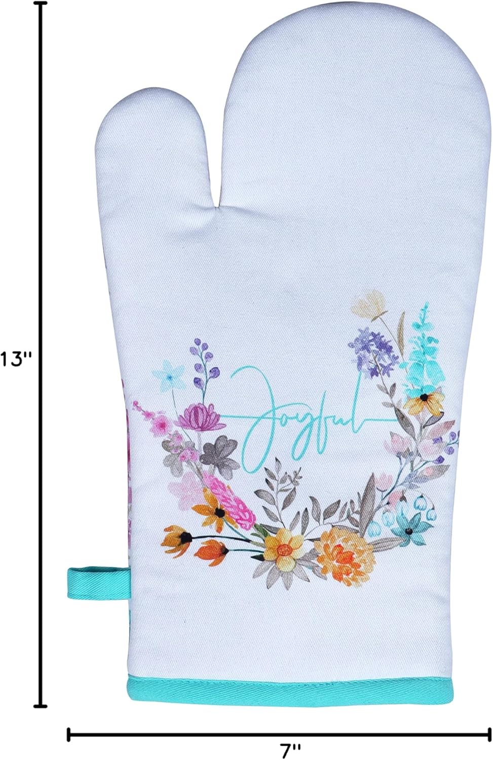 AMOUR INFINI Oven Mitts Set of 1 Quilted Liner with Hanging Loop Non Slip, Heat Resistant, Washable Reusable Oven Mitt (Joyful Floral - 7x13 Inches)