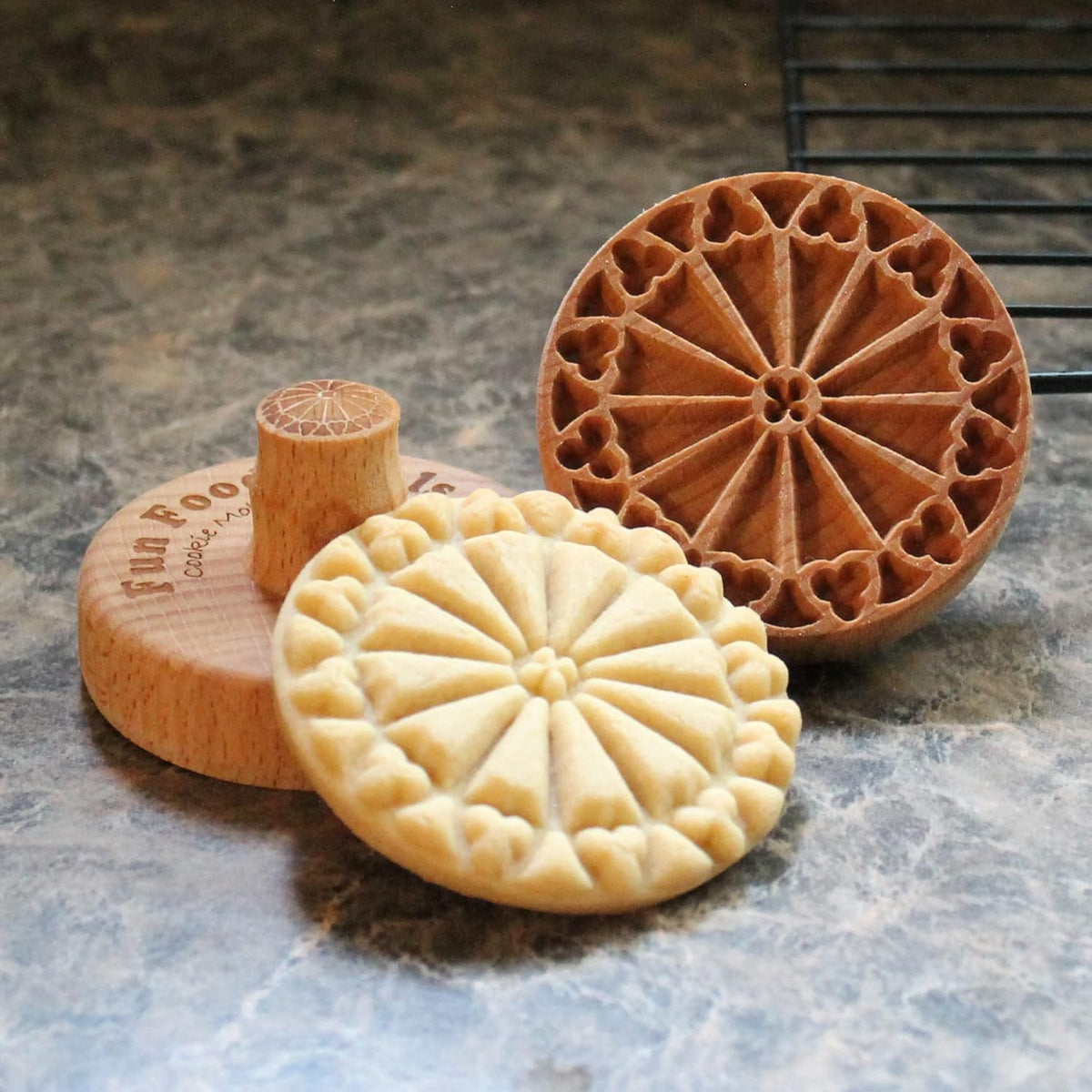 Wood Cookie Stamp, 2.5 Inch (Rose Window CS-003)