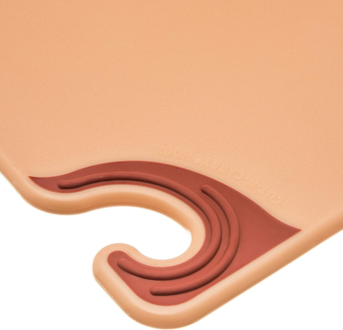 San Jamar Saf-T-Grip Plastic Cutting Board with Safety Hook, 12" x 18" x 0.5", Brown