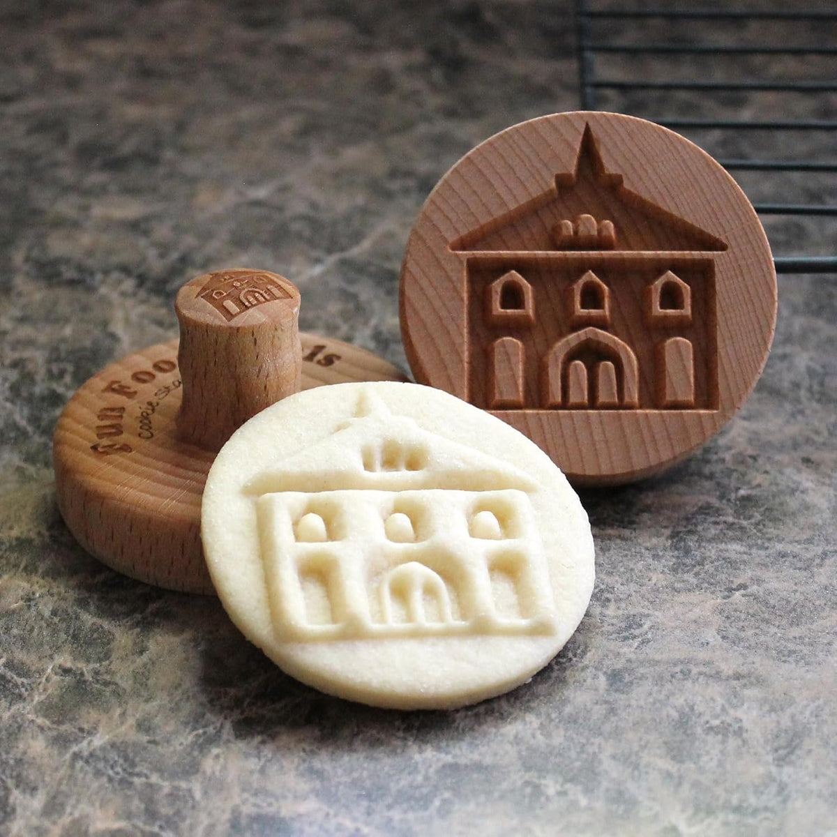 Wood Cookie Stamp, 2.5 Inch (Small Church CS-094)