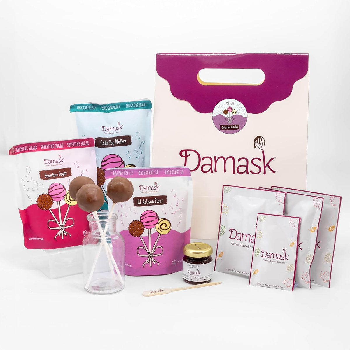 Gluten-Free Raspberry Cake Pop Kit - Milk Chocolate Coating