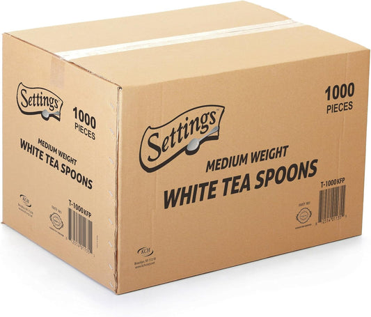 Settings 1000 Count White Plastic Spoons – Disposable Cutlery for Parties, Events, Catering, and Takeout