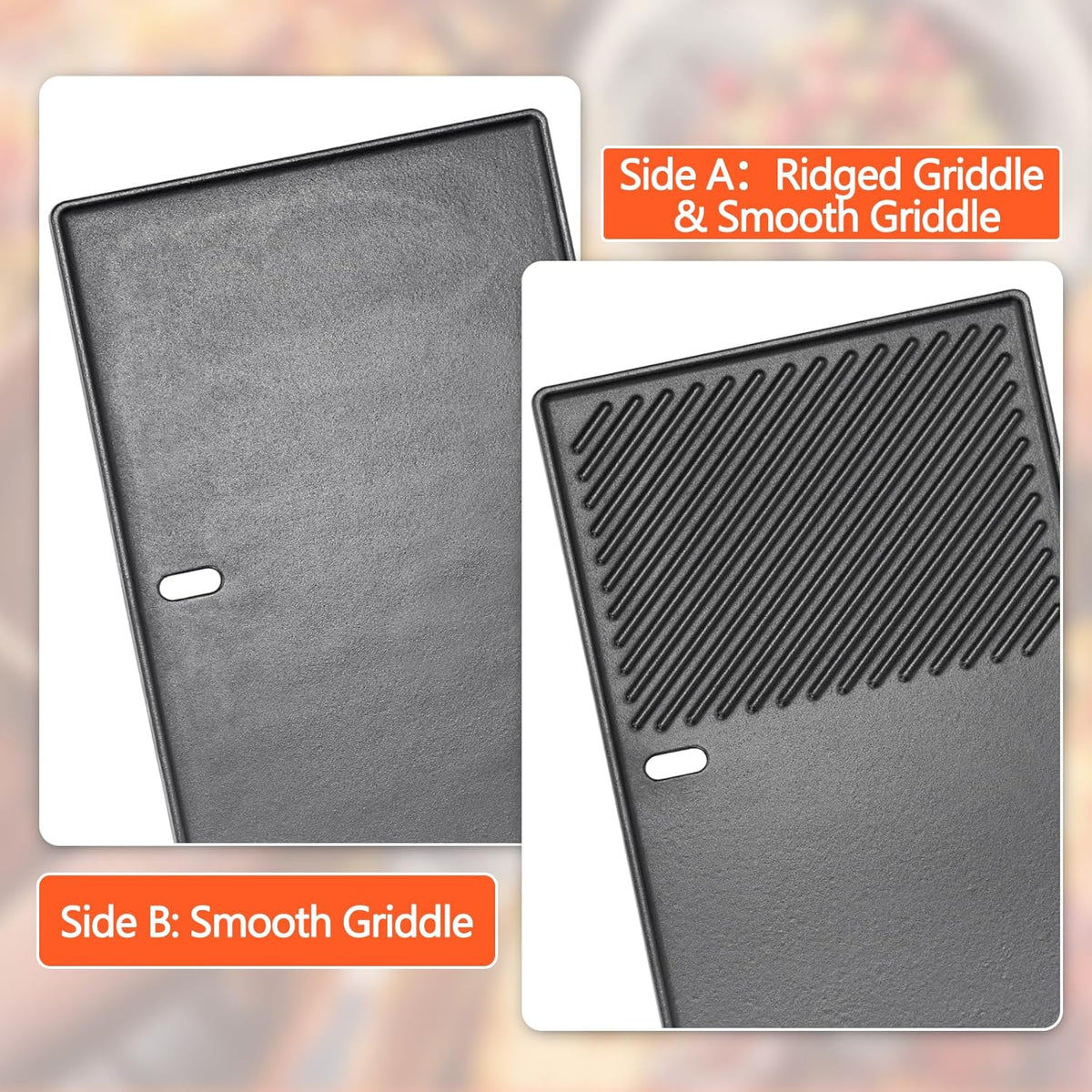 QuliMetal Reversible 7598 Griddle Replacement Parts for Weber Spirit 300 & GS4 Spirit II 300 Series Grills, Spirit E310, Genesis Silver Gold B C, Genesis 1000-5000 Cast Iron Griddle Plate 7658, 1 Pack