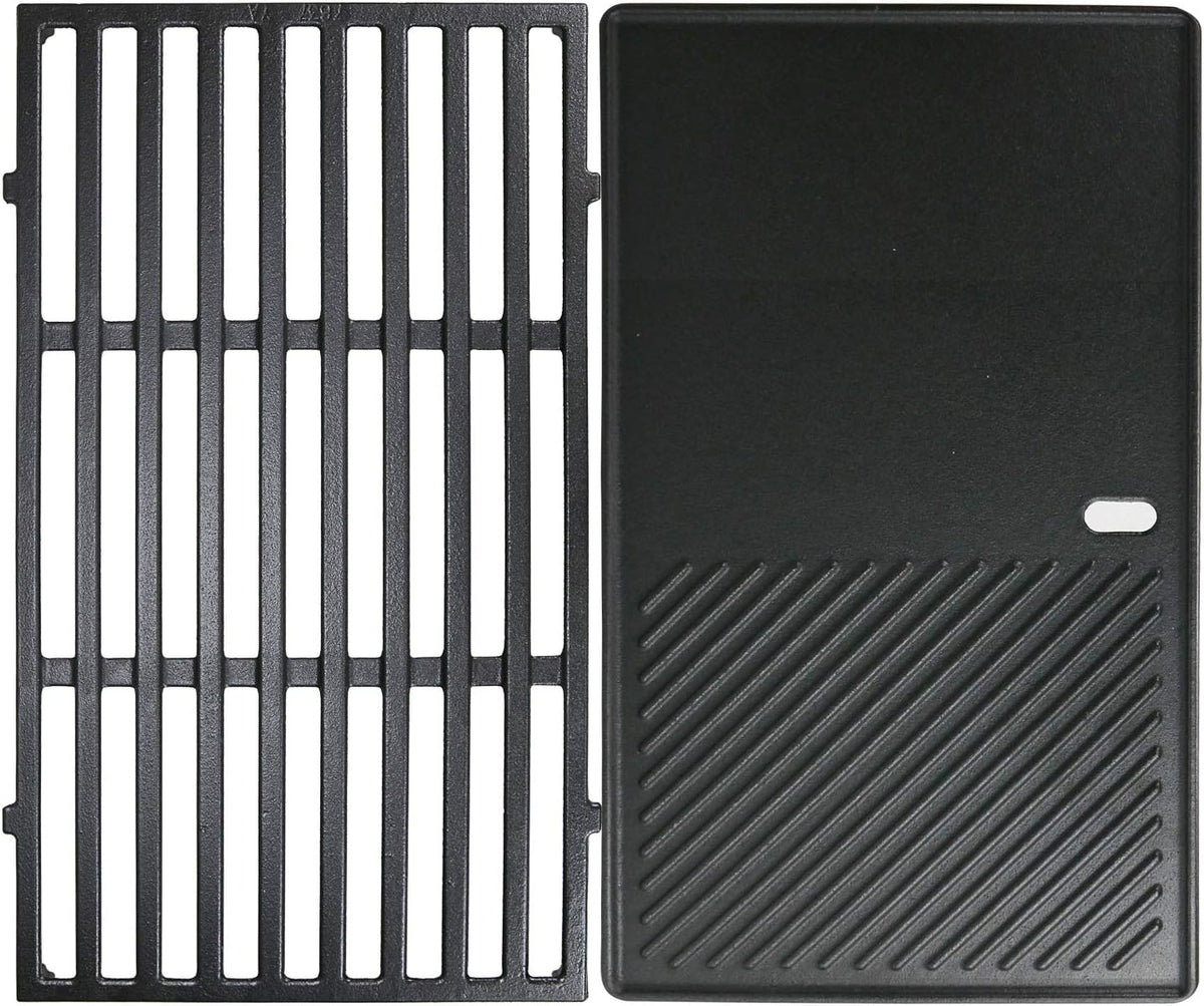 Uniflasy 7637 17.5 Inch Cast Iron Griddle Grates Replacement Part for Weber Spirit E210 E220 S210 S220 with Front Control, Reversible Griddle Plate for Weber Spirit & Spirit II 200 Series
