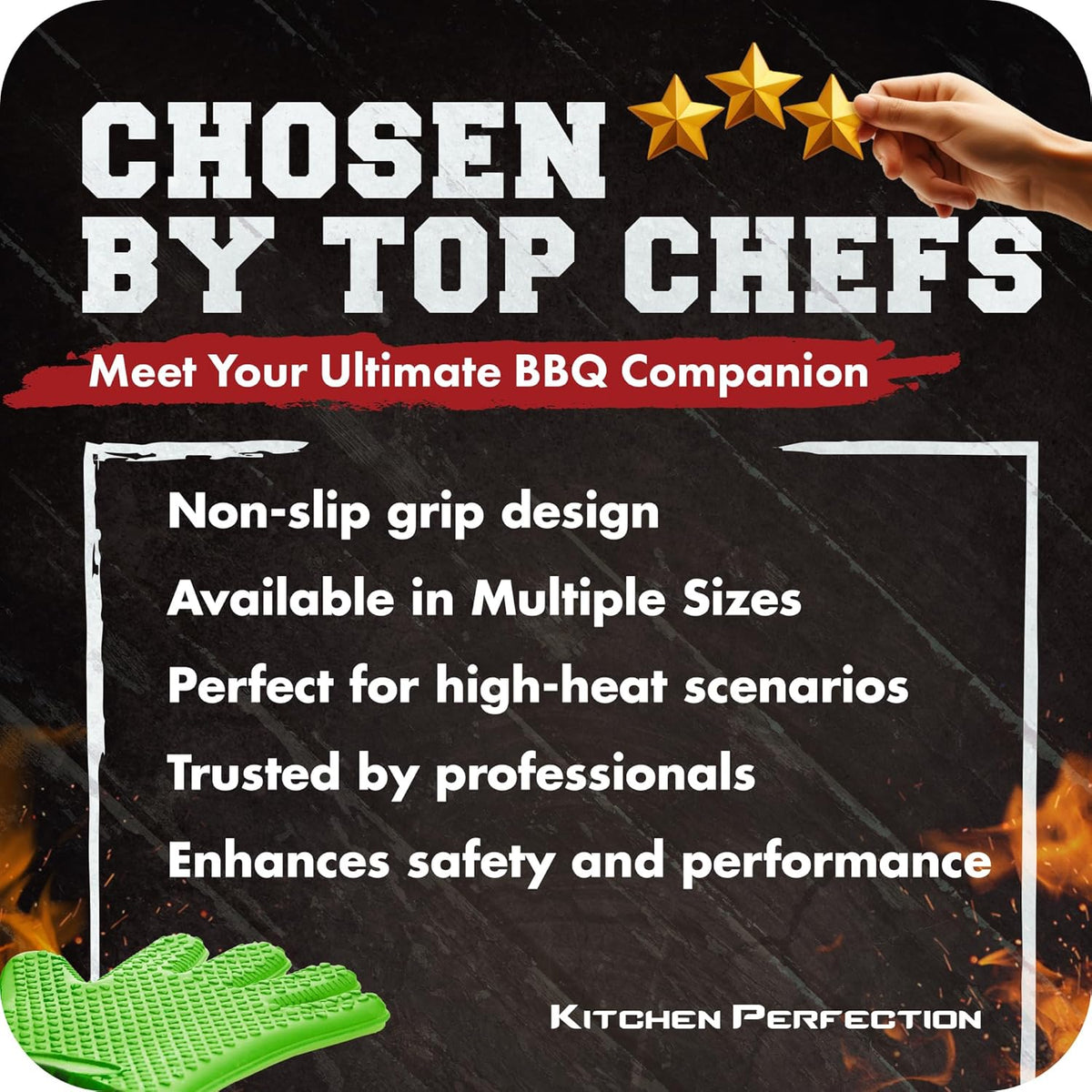 KITCHEN PERFECTION Silicone Smoker Oven Gloves -Extreme Heat Resistant BBQ Gloves-Handle Hot Food Right on Your Grill Fryer&Pit|Waterproof Grilling Cooking Baking Mitts |Superior Value Set +2 Bonuses