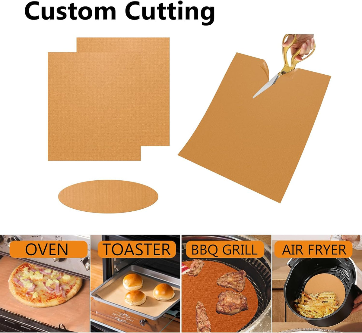 UBeesize 2 Pack Thickened Copper Oven Liners for Bottom of Oven BPA & PFOA Free, Reusable 16x24 Inch Heavy Duty Non Stick Teflon Oven Mats, Fit Electric Gas Toaster Convection Microwave Ovens Grills