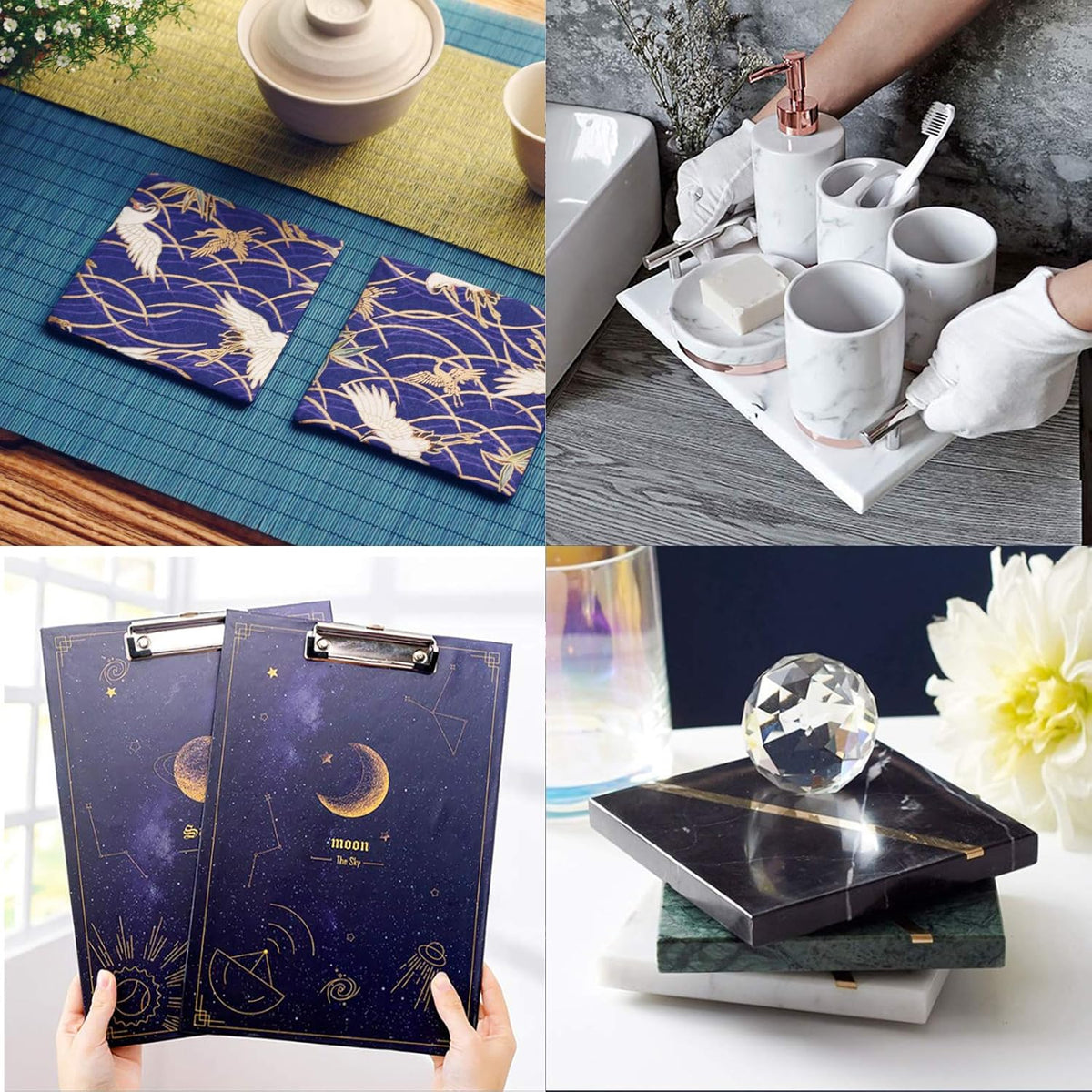 Large Silicone Resin Tray Molds,3PCS Agate Geode Coaster Resin Molds,Include Square,Rectangle Mold,Silicone Mold for Making Coaster,Trays,Cup Mats,Home Decoration
